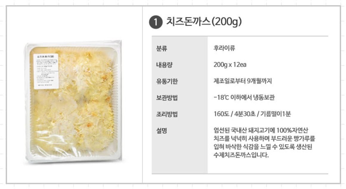 업소용 수제 치즈돈까스 2.4kg(200g*12장)